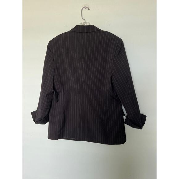 Evan Picone Women’s Stretch Pinstriped Button Front Long Sleeve Blazer Size 12 - Picture 2 of 7